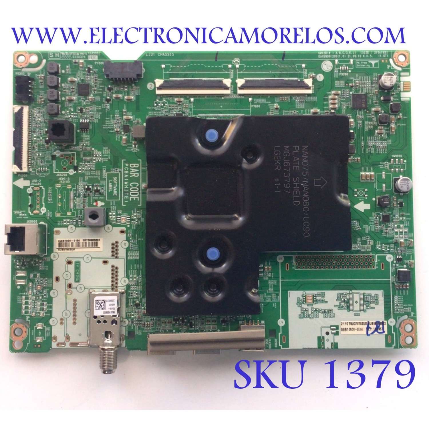MAIN PARA SMART TV LG 4K RESOLUCION (3840 X 2160) / NUMERO DE PARTE EBT66966802 / EAX69581205 / 2JEBT000-0154 / RU291BA0U9 / 66966802 / NUMERO DE PANEL NC750TQG -ABKH5 / MODELO 75UQ7070ZUD.BUSFLKR